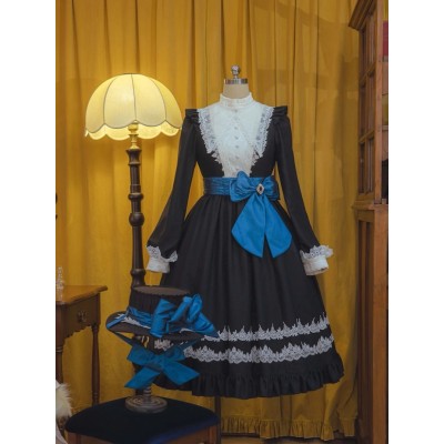 Hoshibako Works Vintage Inspired Elegant Long One Piece(Leftovers/4 Colours/Full Payment Without Shipping)